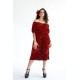 OFF SHOULDER SEQUIN VELVET DRESS