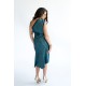 ONE-SHOULDER SATIN TEAL COCKTAIL DRESS