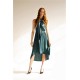 ONE-SHOULDER SATIN TEAL COCKTAIL DRESS