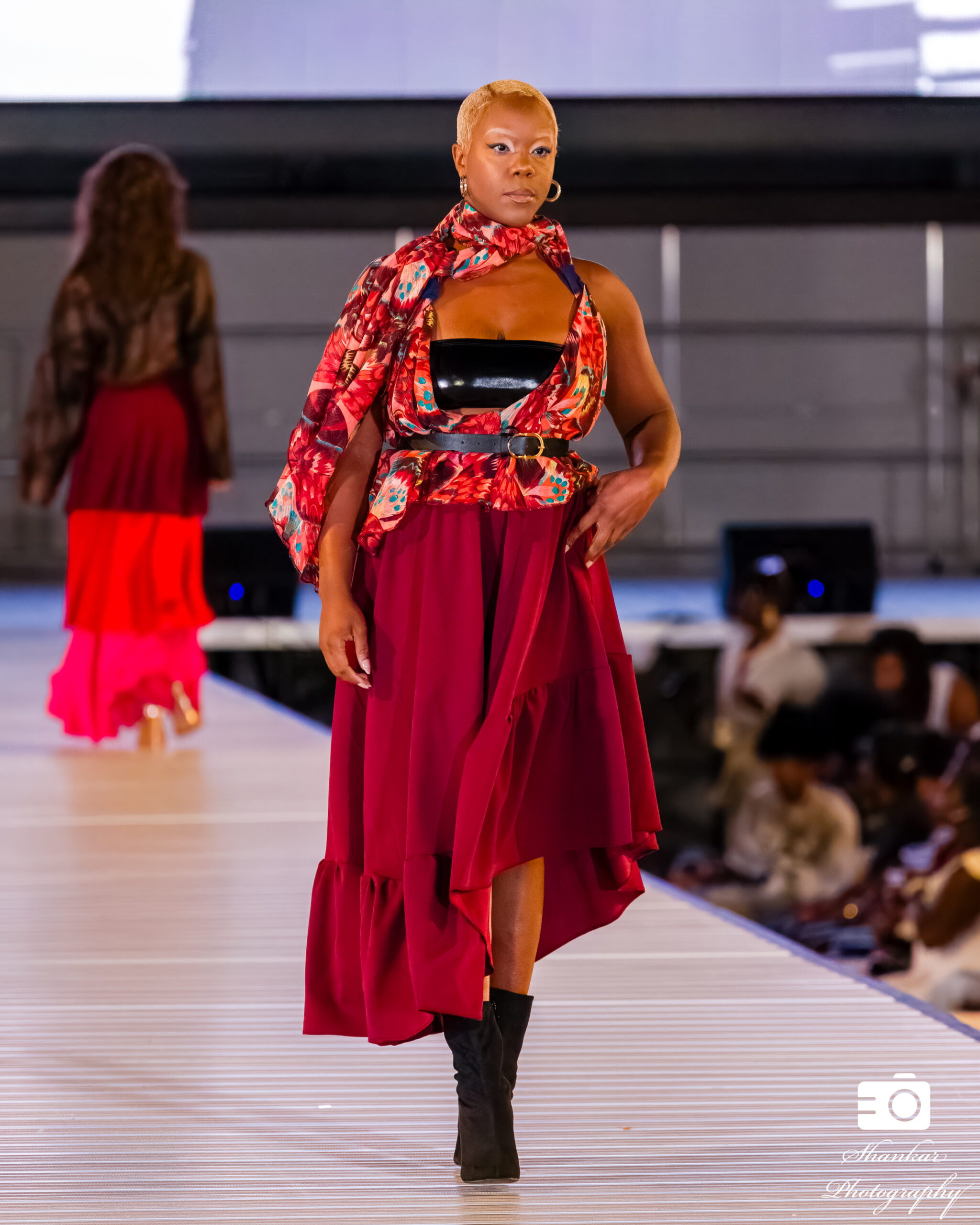 Wrap Top and Long Cranberry Flow Skirt