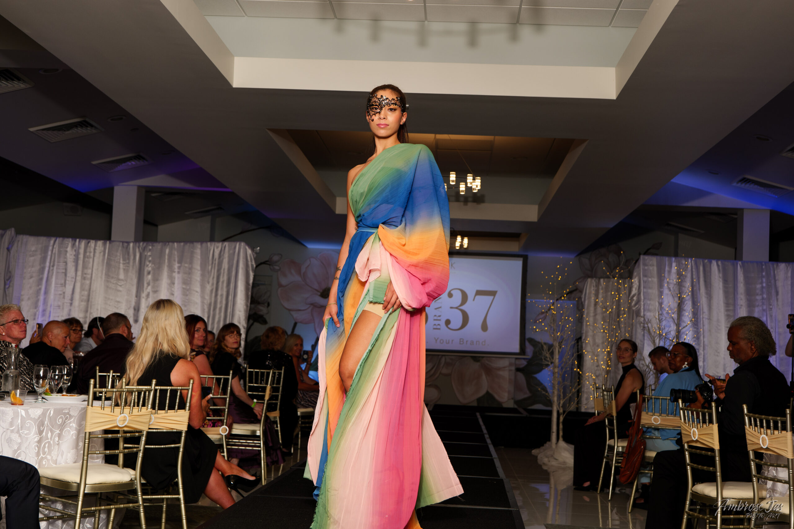 Goddess One-Shoulder Rainbow Kaftan