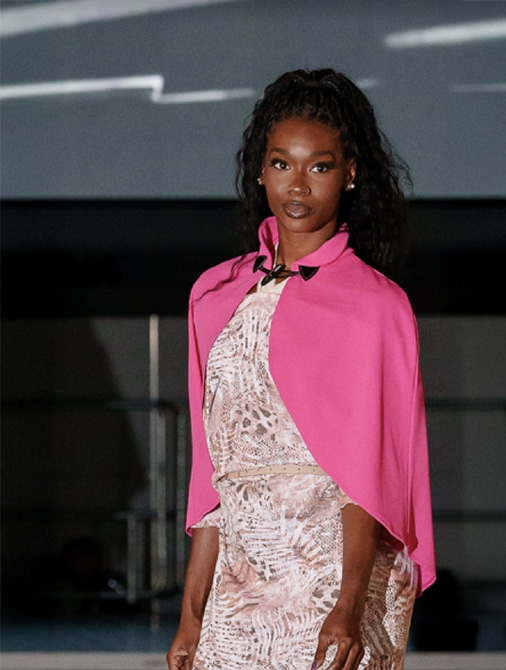 Pink Pelerine Wrap Over Print Textured Sundress