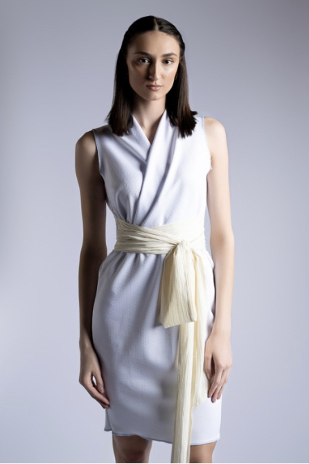 White Sleeveless Wrap Dress